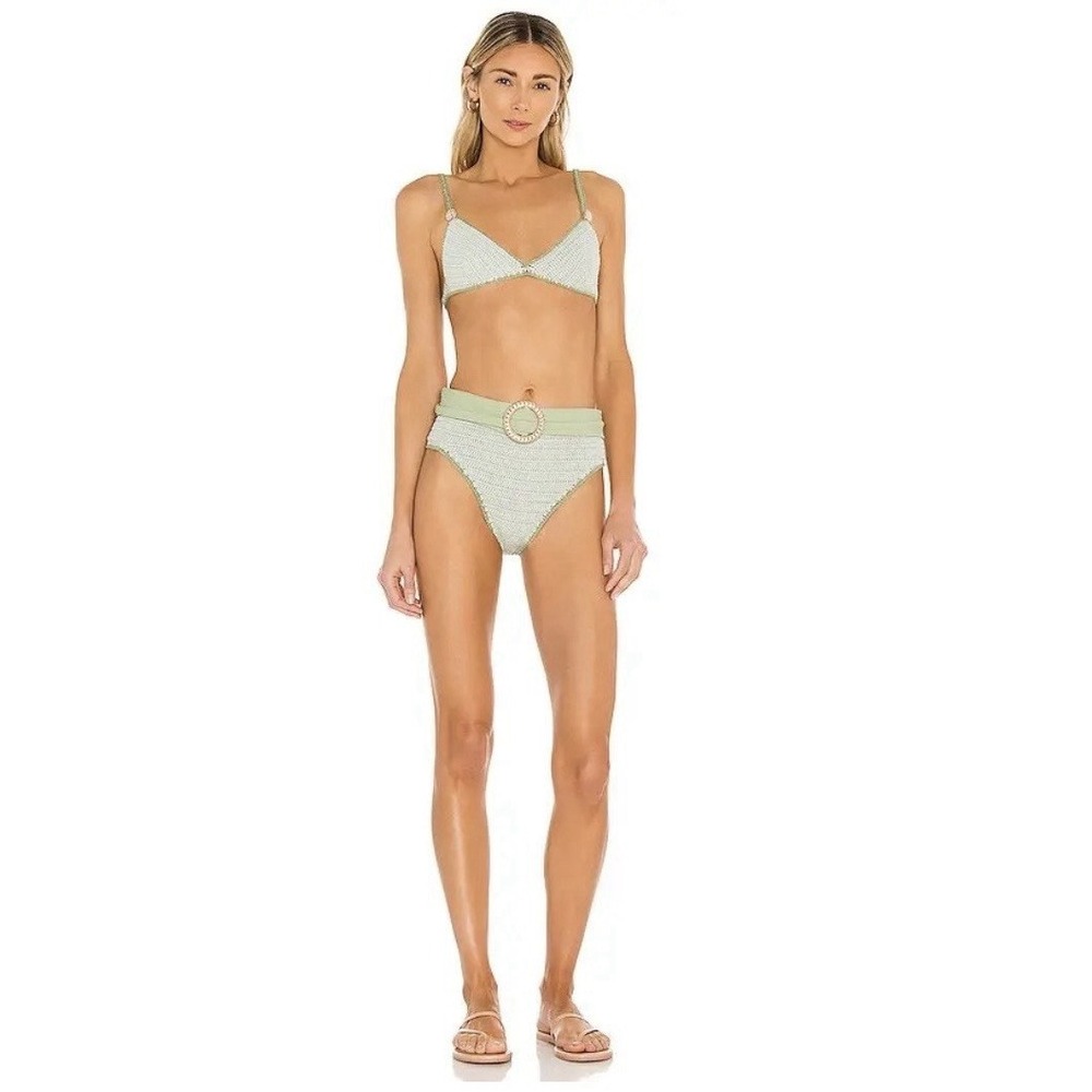 Maiyo x Natalie Off Duty Crochet Bikini Set Large Green Handmade Cotton Swim